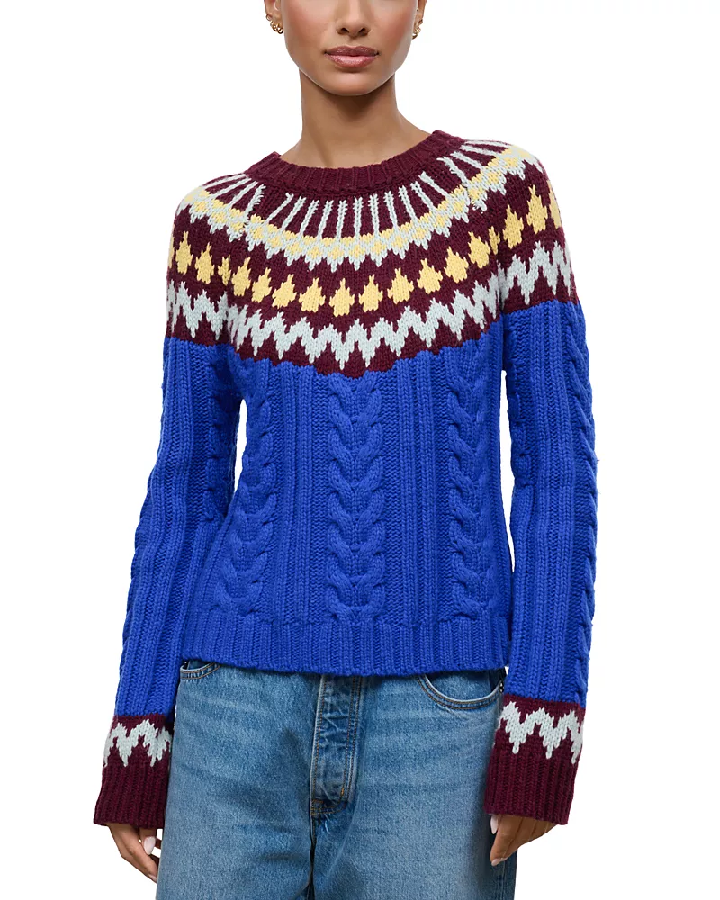 Staud Zane Wool Blend Fair Isle Sweater