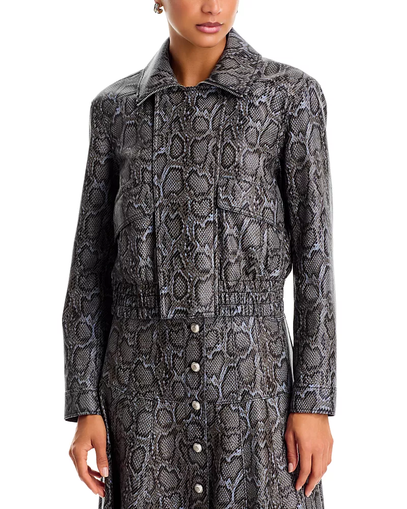 Cinq a Sept Alexander Faux Python Cropped Jacket