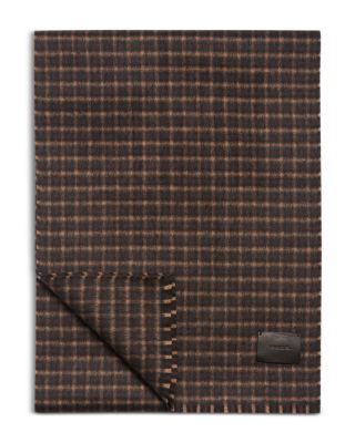 Double Face Carnes Plaid Wool & Cashmere Reversible Scarf