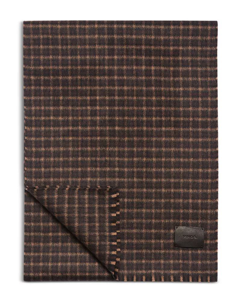 Vince Double Face Carnes Plaid Wool & Cashmere Reversible Scarf