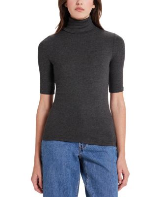  Ribbed Half-Sleeved Turtleneck
