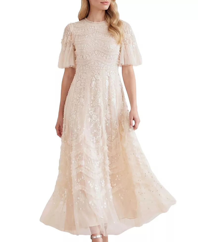 Needle & Thread Gianna Ruffle Short Sleeve Maxi Gown