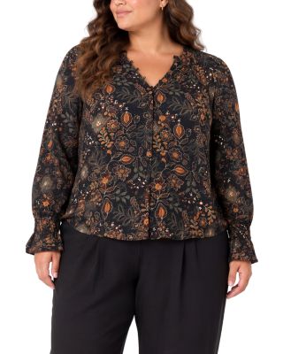 Gathered Button Front Blouse