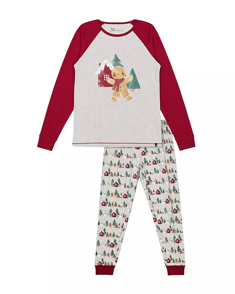 Deux par Deux Men's Christmas Holiday Print Two Piece Pajama Set