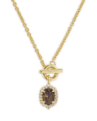 Daphne Crystal Framed Stone Pendant Necklace, 17"