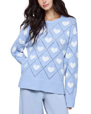Pointelle Knit Heart Sweater