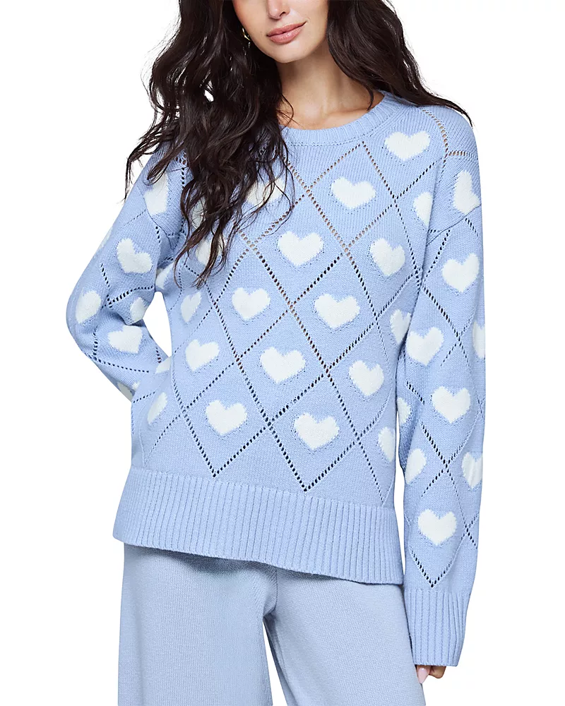 Splendid Pointelle Knit Heart Sweater