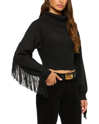 Maddison Fringe Turtleneck Cropped Sweater