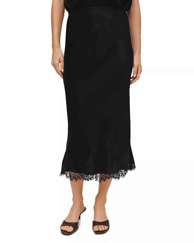 Bella Dahl Lace Hem Bias Midi Skirt