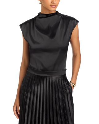 Cowl Neck Draped Satin Top