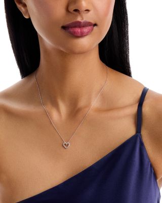 Bloomingdale's Fine Collection Diamond Heart Pendant Necklace in 14K White Gold, 0.25 tcw