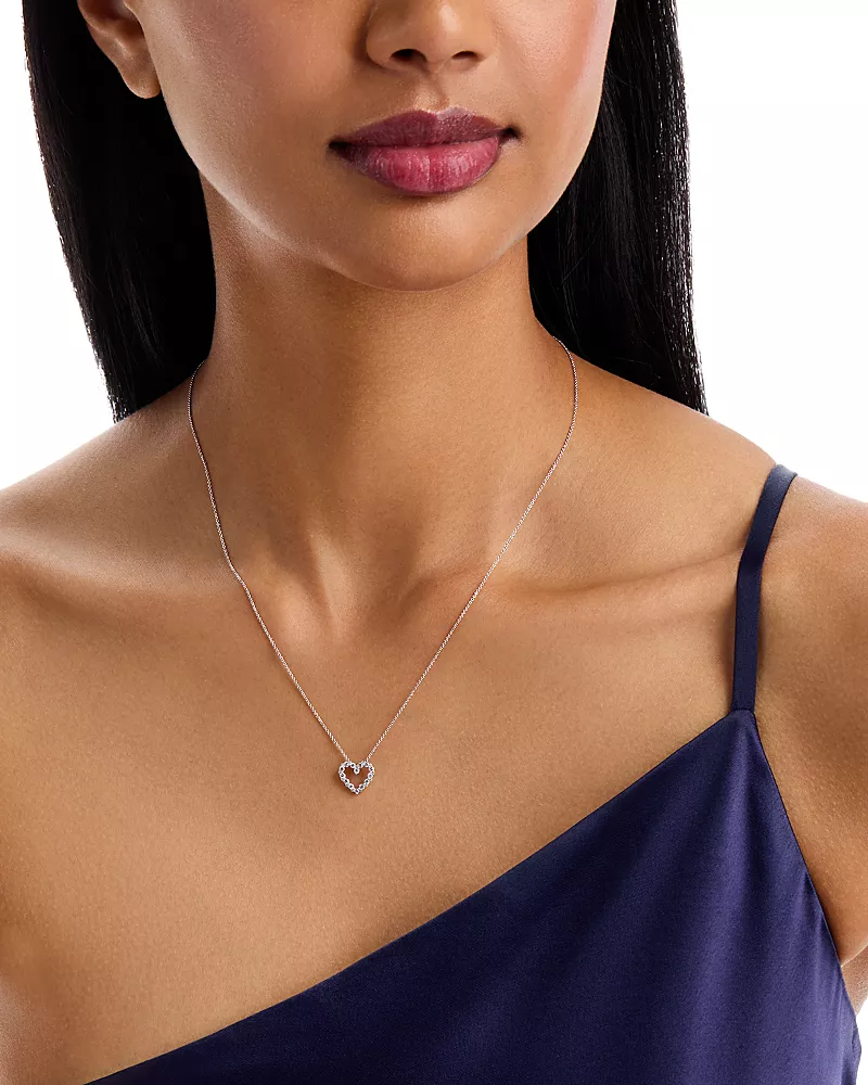 Bloomingdale's Fine Collection Diamond Heart Pendant Necklace in 14K White Gold, 0.25 tcw