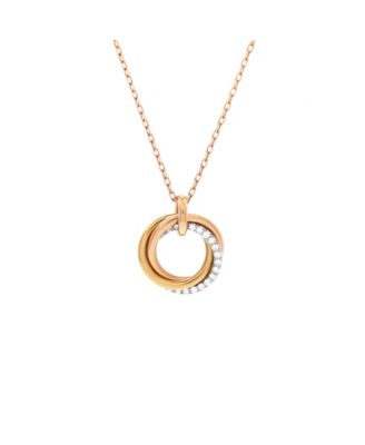 Pre-Owned Cartier Medium Trinity Pendant Necklace 18K Tricolor Gold with Pave Diamonds, 16.25