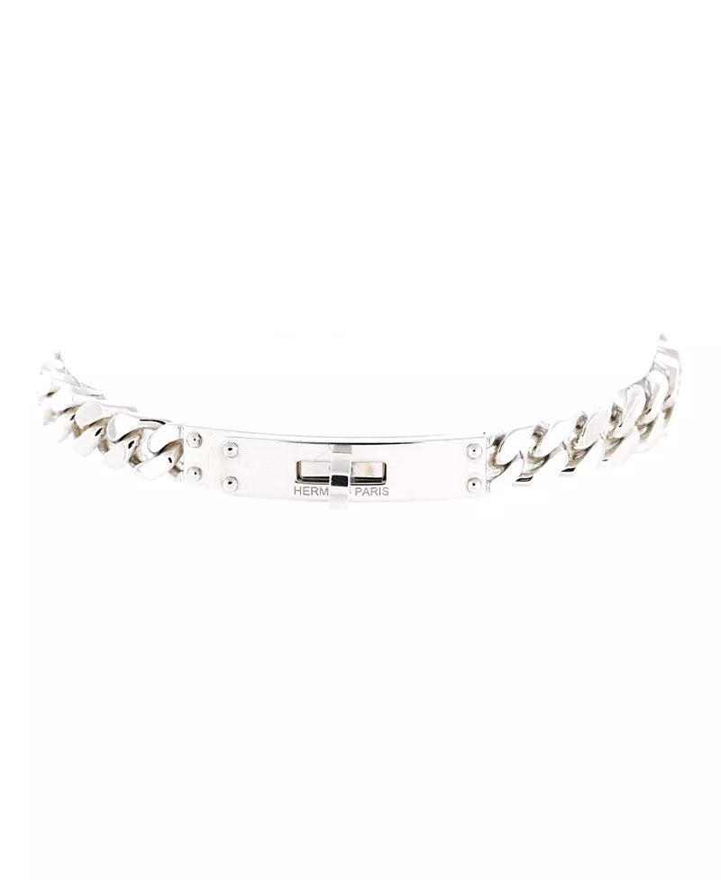 Pre-Owned HERMES Very Small Kelly Gourmette Bracelet Sterling Silver