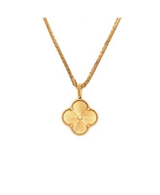 Pre-Owned Van Cleef & Arpels Magic Alhambra Pendant Long Necklace Guilloche 18K Gold, 35