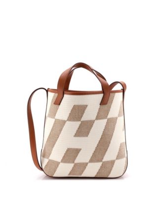 27 Cabas H en Biais Tote Canvas with Leather