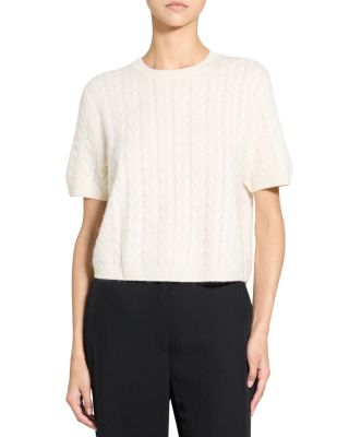 Airy Merino Wool & Cashmere Boxy Cable Tee