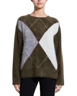 Theory Airy Brushed Argyle Merino Wool & Cashmere Sweater
