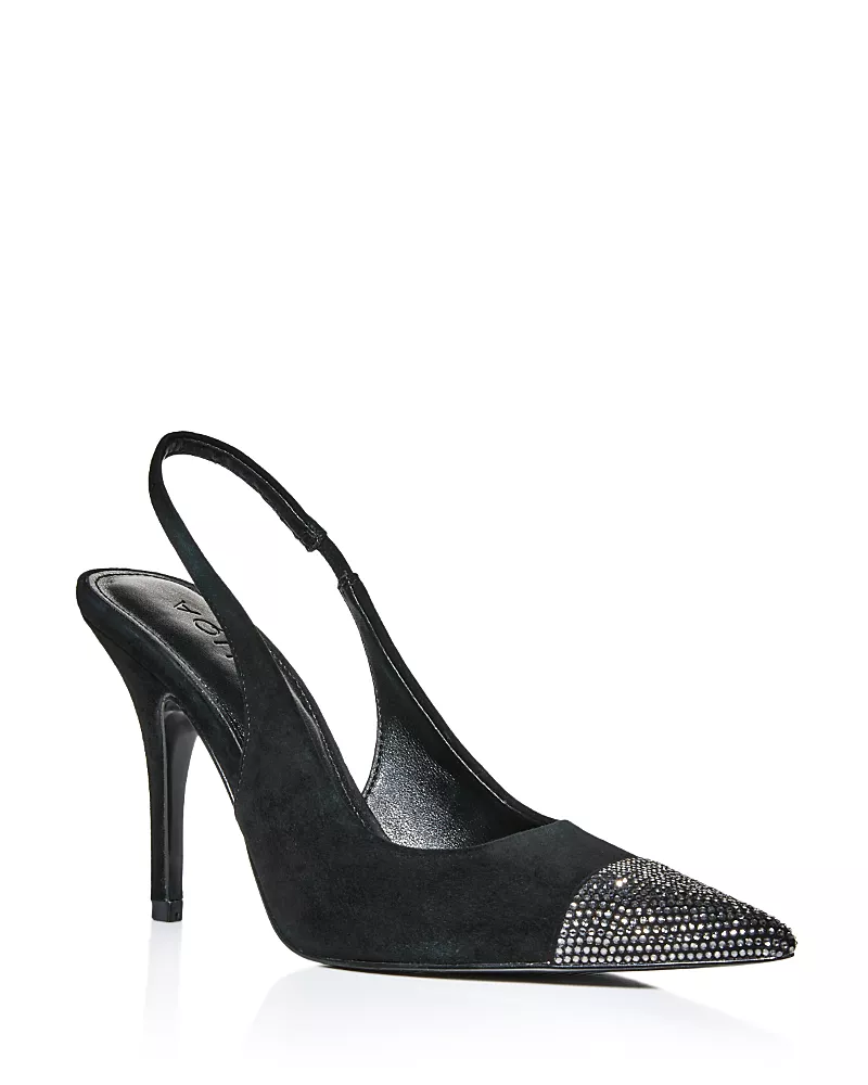 Aqua Women's Sara Embellished Suede Slingback Pumps - Exclusive