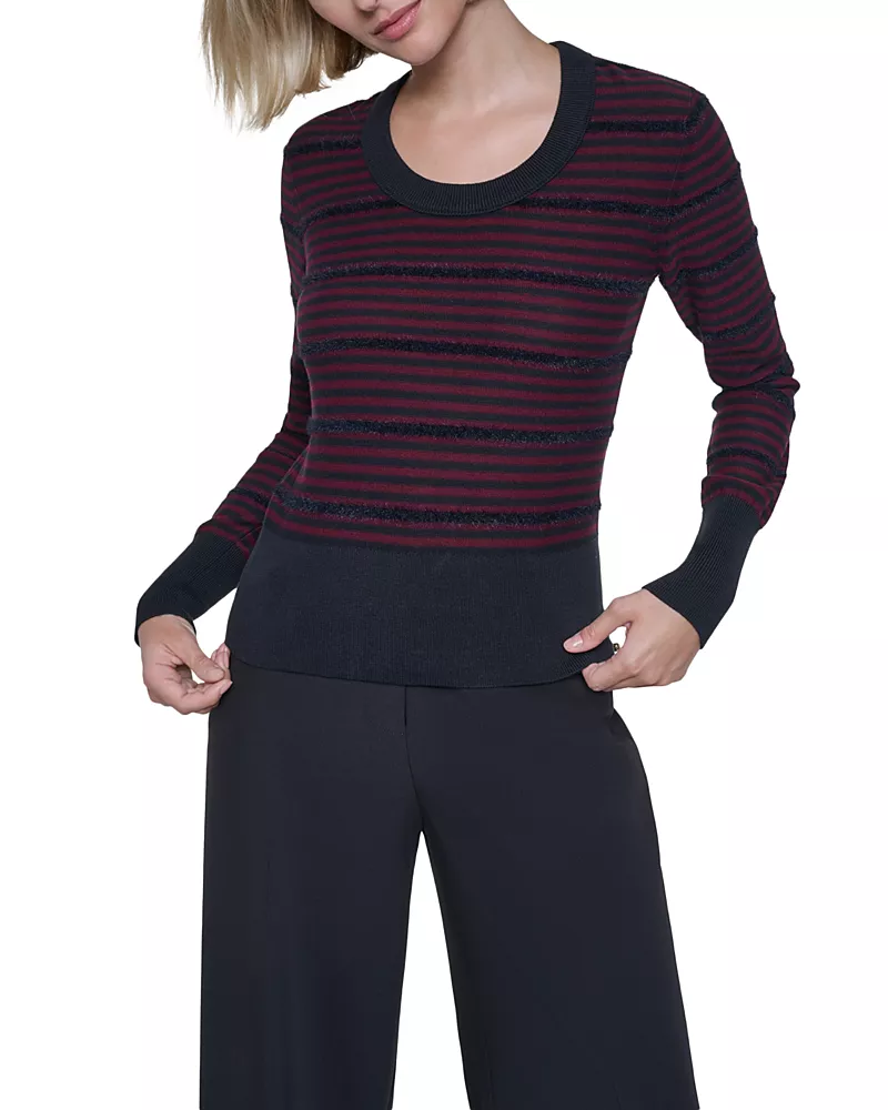 Sonia Rykiel Striped Cotton Scoop Neck Sweater