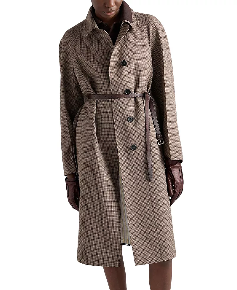 Prada Single-breasted houndstooth check wool coat