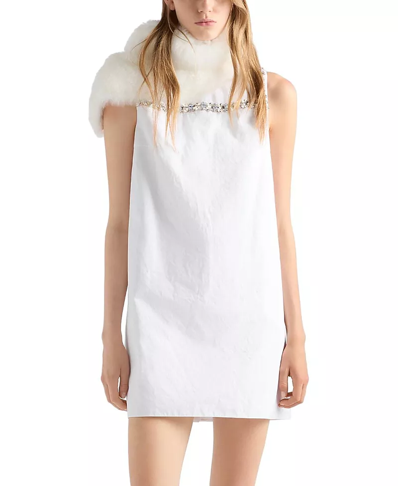 Prada Embroidered Old Reps Fabric Mini Dress