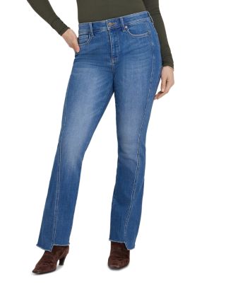 Barbara High Rise Step Hem Bootcut Jeans in Agave