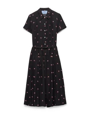  Floral Print Washed Silk Dress