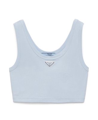  Ribbed Knit Cotton Crop Top