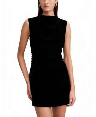  Women's Iris High Neck Velvet Mini Dress