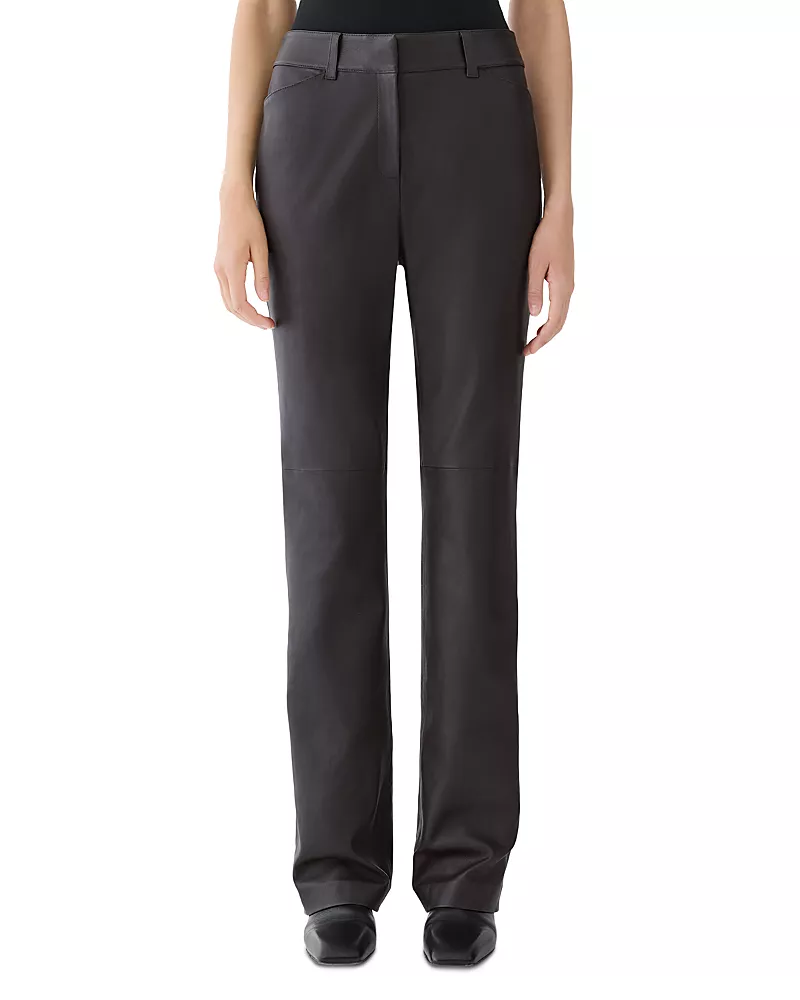 Lafayette 148 New York Bond Leather Straight Leg Pants