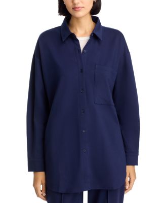 Lightweight Ponte Classic Collar Long Shirt