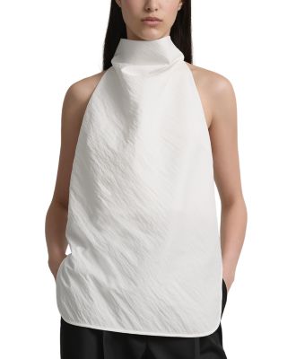 A.emery A. Emery The Allen Cotton Blend Halter Neck Top In Chalk