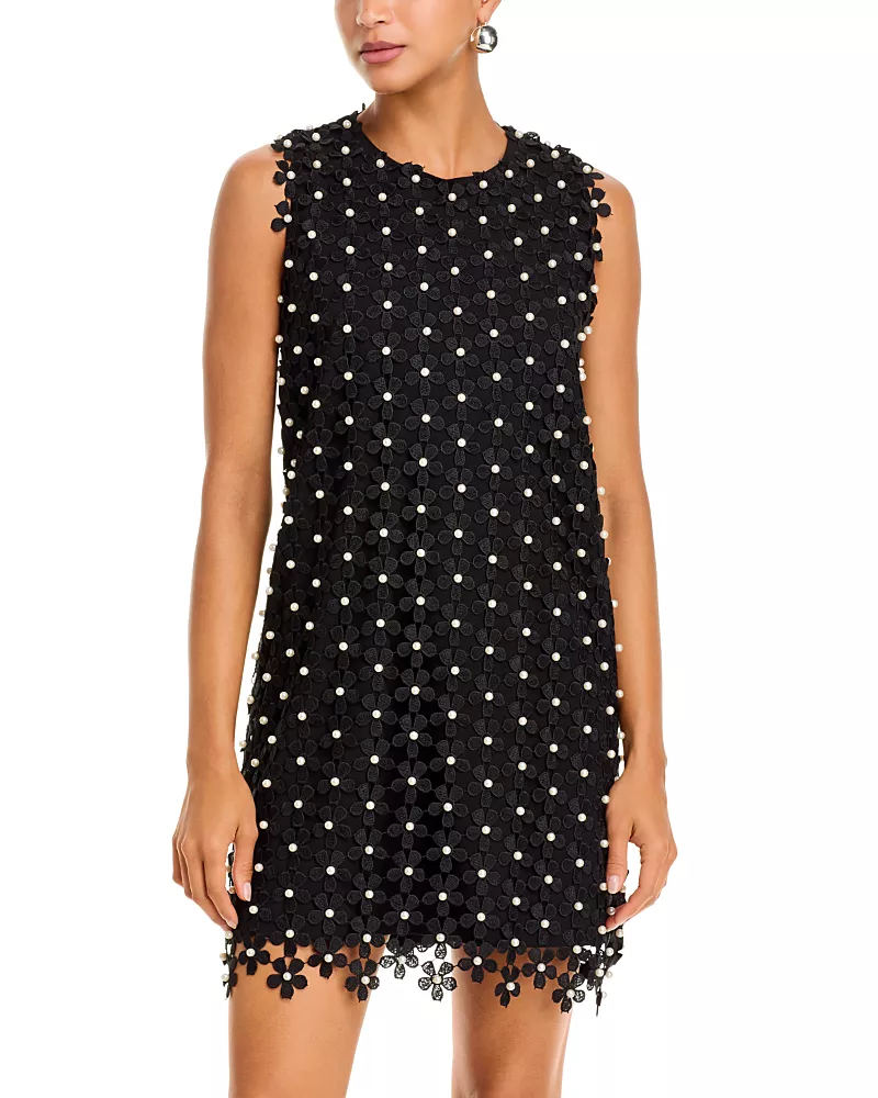 Essentiel Antwerp Imitation Pearl Embroidered Lace Mini Dress