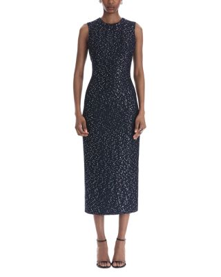 Oscar de la Renta Wool Blend Sleeveless Sequin Dress