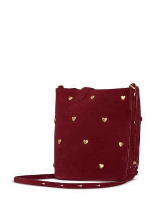 Heart Studded Suede Bucket Bag