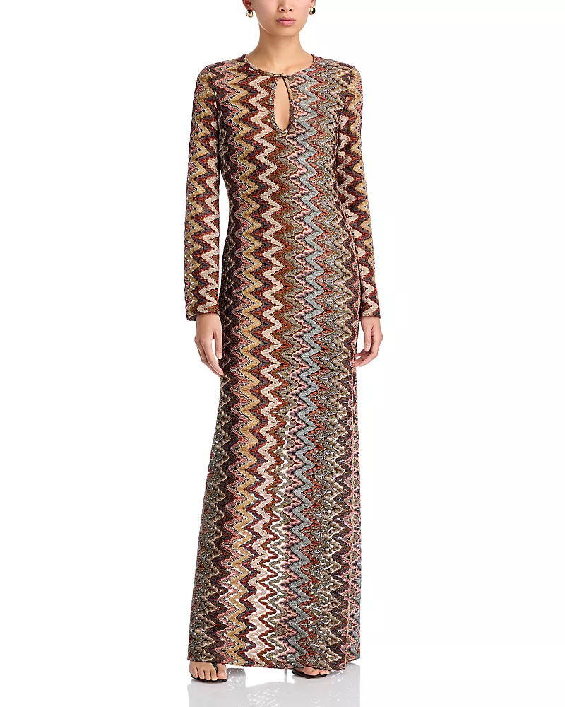 Veronica Beard Antonella Chevron A Line Maxi Dress