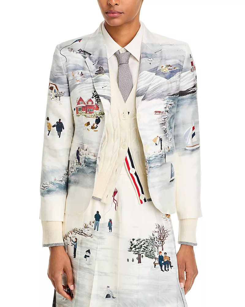 Thom Browne Winter Scenic Silk Twill Sportcoat