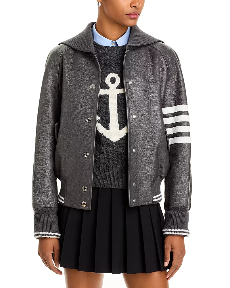 Thom Browne Leather Oversized Blouson Jacket