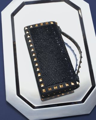 Rockstud Crystal & Leather Wallet on Chain - Exclusive