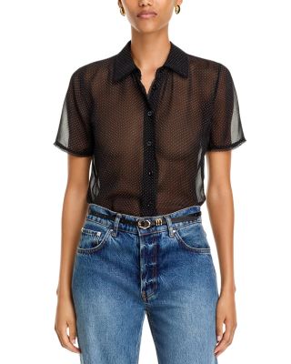 Frame The Essential Sheer Polka Dot Silk Shirt