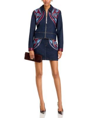 Bronwyn Cotton Blend Appliqu&eacute; Jacket & Mini Skirt 
