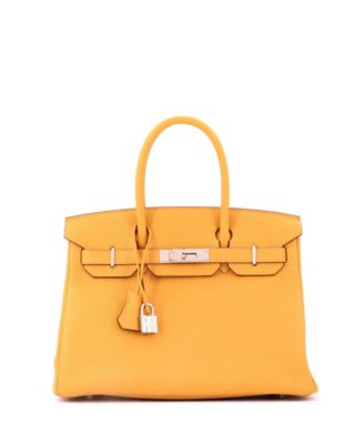 Pre-Owned HERMES Birkin 30 Handbag Yellow Togo with Palladium Hardware