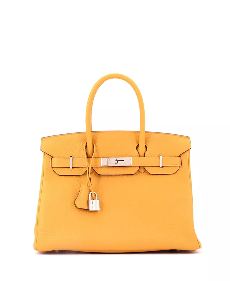 Pre-Owned HERMES Birkin 30 Handbag Yellow Togo with Palladium Hardware