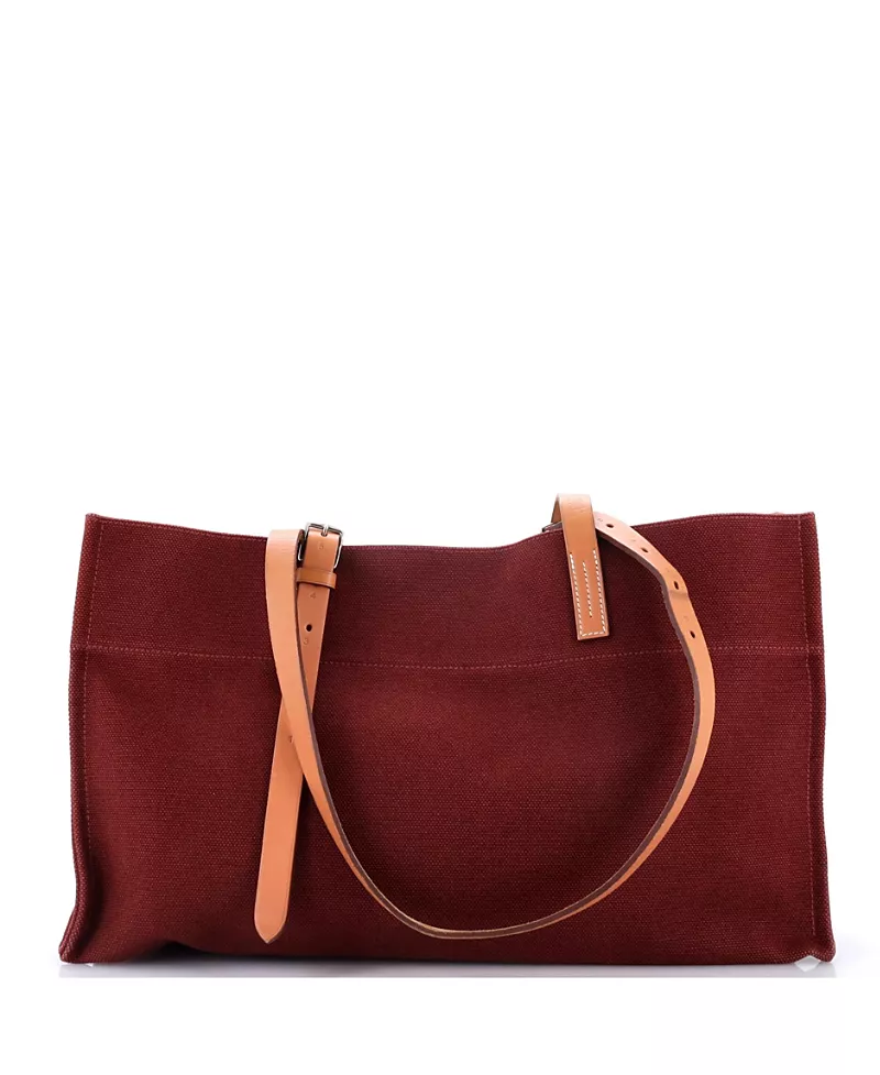 Pre-Owned HERMES Etriviere Elan Shopping Tote Toile and Leather
