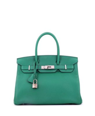 Birkin 30 Handbag Green Togo with Palladium Hardware