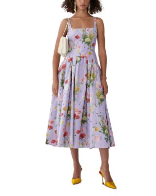Floral Sleeveless A Line Midi Dress