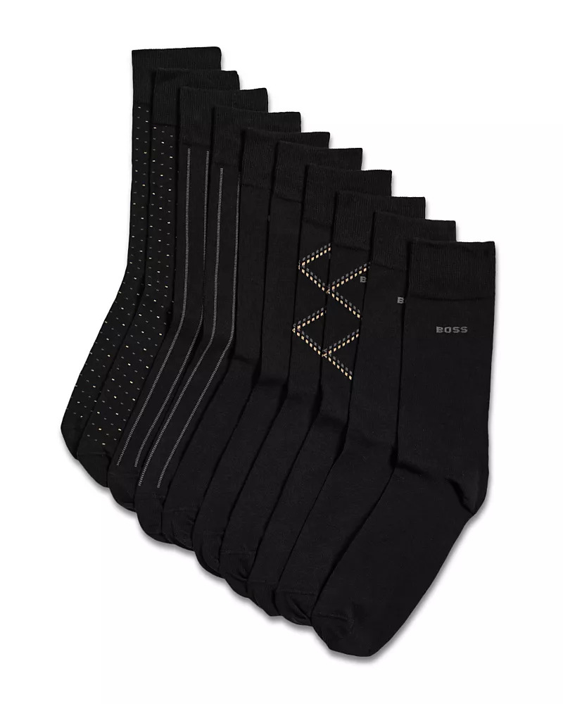 Boss Argyle Crew Socks, Pack of 5
