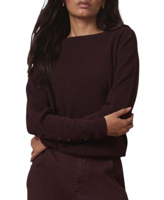 Women's Lace Detail Long Sleeve Boat Neck Jumper Pullover Sweater