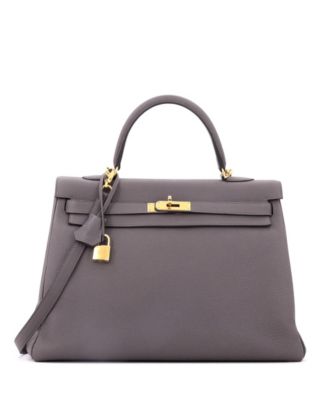 Kelly 35 Handbag Grey Togo with Gold Hardware